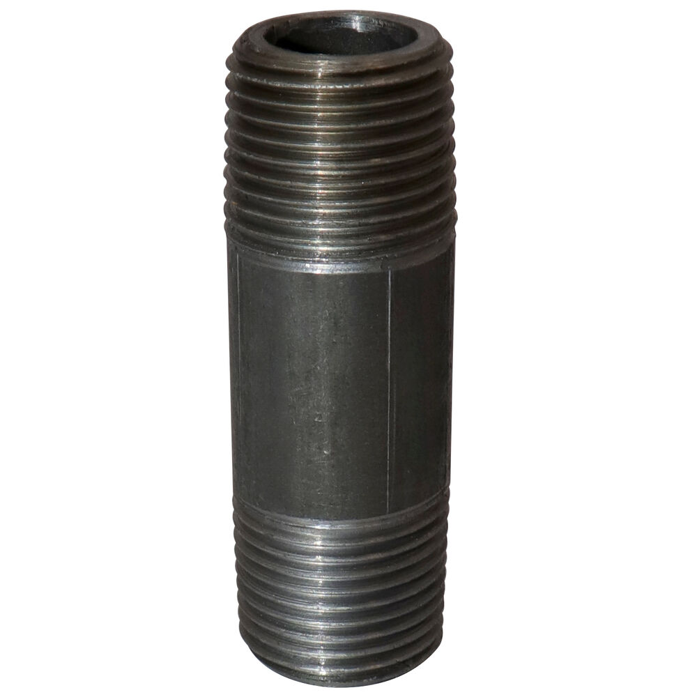 Pipe Nipple, 3/8 inx2" L NPT, Steel, Black, SCH 80/XH, Welded, Import