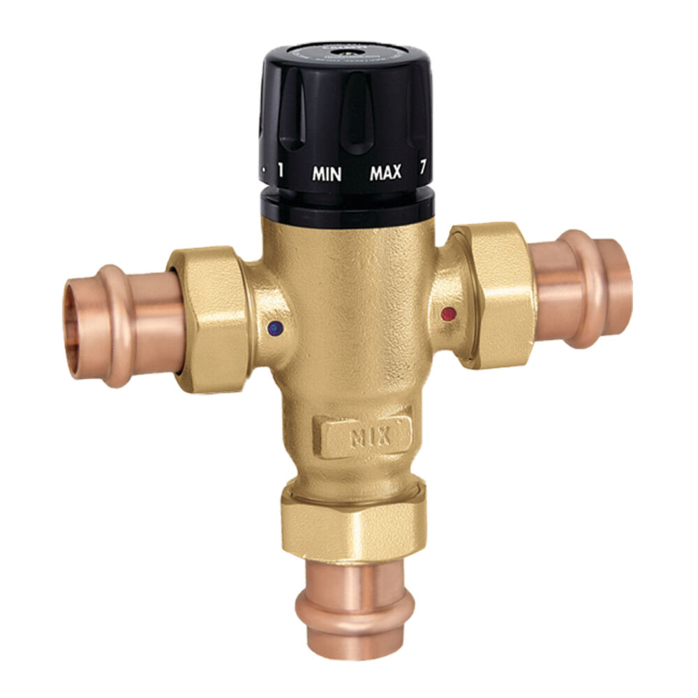Caleffi 521606A MixCal™ 1" Press Union 3-Way Adjustable Thermostatic and Pressure Balanced Mixing Valve, Press Union, 200 psi, 1 gpm
