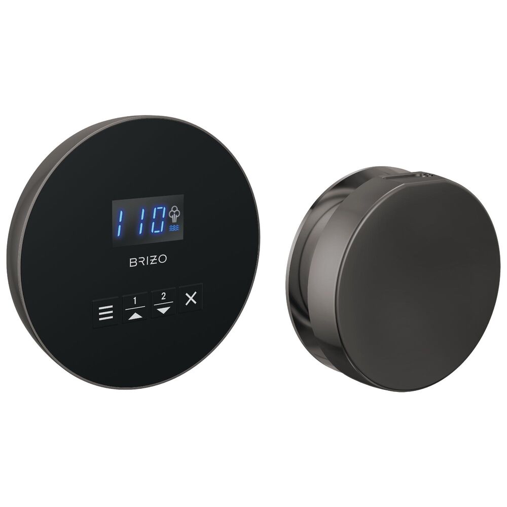 Brizo® 8CH-250R-BNX-L Round Steam Shower Control, Digital Display, Lumicoat Black Onyx