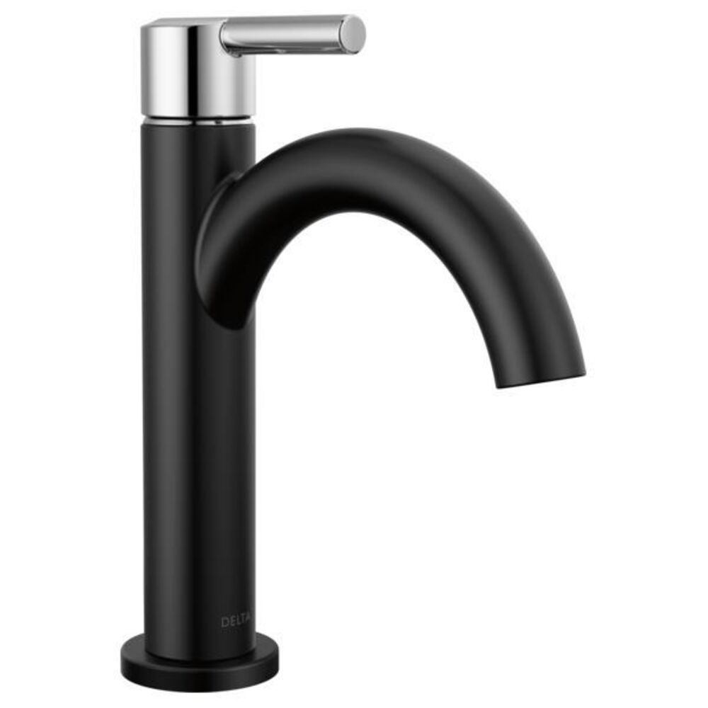 DELTA® 15749LF-CS Nicoli™ Single-Handle Bathroom Faucet, 1.2 gpm, 4-1/4" H Spout, Pop-Up Drain, 1, 3, 4 Faucet Holes, Black/Chrome