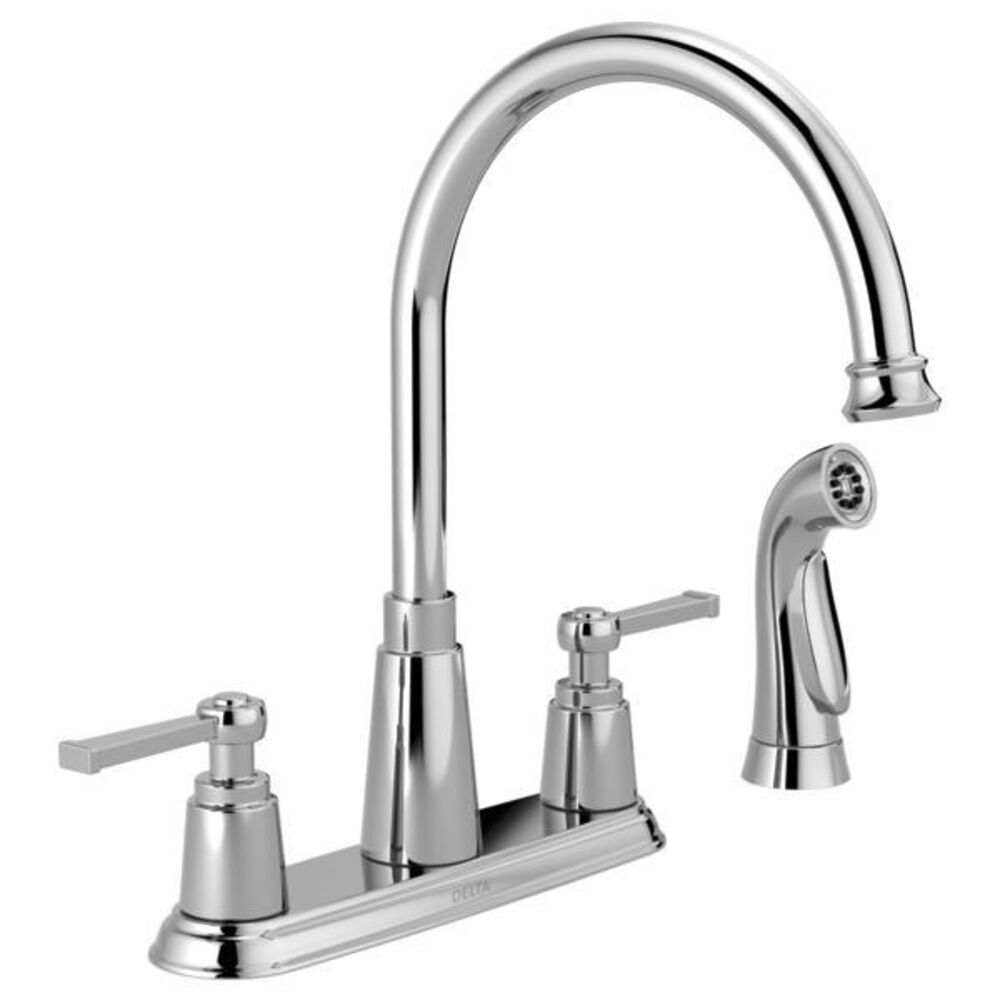 DELTA® 21742LF Emmett® Two Handle Kitchen Faucet w/ Spray, Chrome