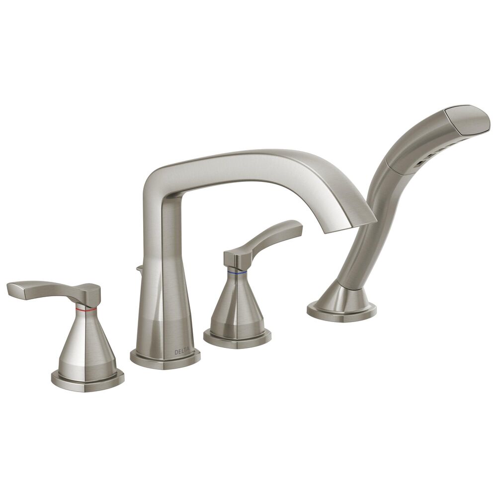 DELTA® T4776-SS-PR Stryke® Single Setting Roman Tub Trim, 1.75 gpm, 8 to 16" Center, 2 Handles, Stainless