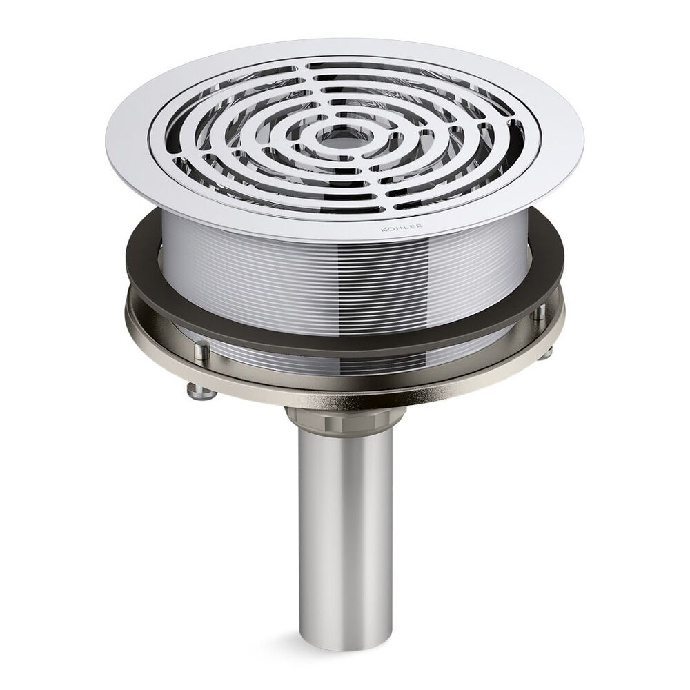 Aquifer® Round Grated Drain, Polished Chrome