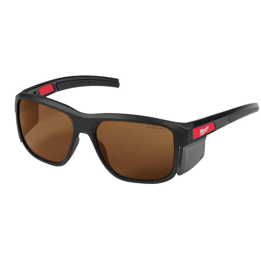 Milwaukee® Tool 48-73-2516 Full Frame Safety Glasses with Removable Side Shields, Anti-Scratch, Brown Lens