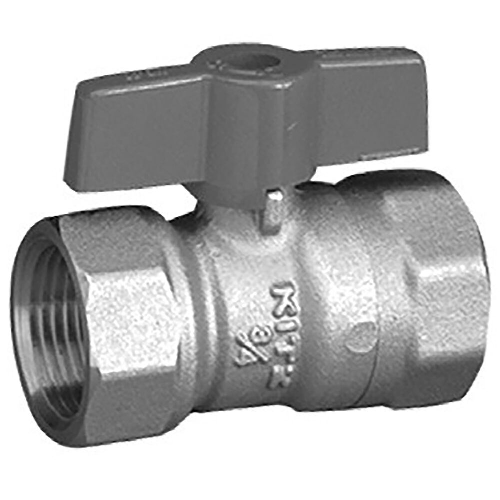 KITZ 60-012 1/2" Female IPS Brass 2-Piece, Standard Port Gas Ball Valve, Chrome Plated Ball