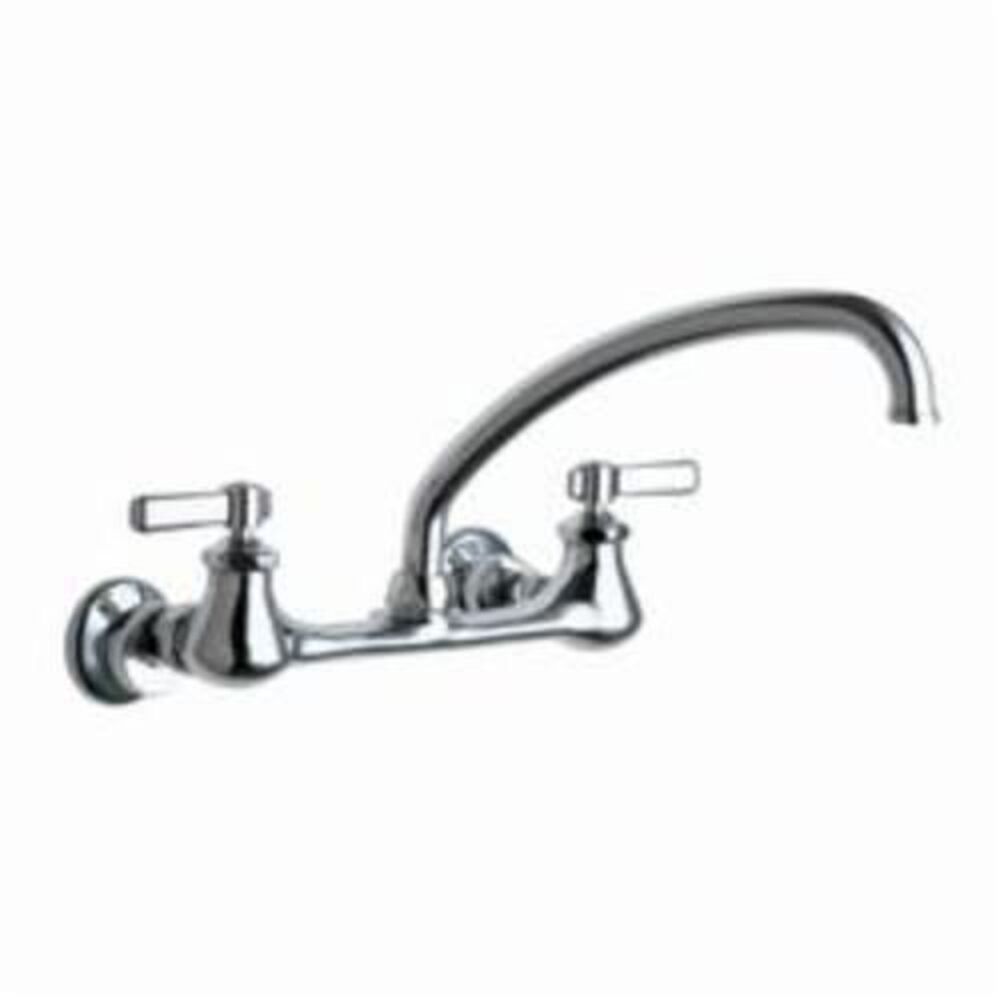 Chicago Faucet® 540-LDL9HFAB Hot and Cold Water Sink Faucet, Commercial, 8" Center, Swivel Spout, Polished Chrome, 2 Handles