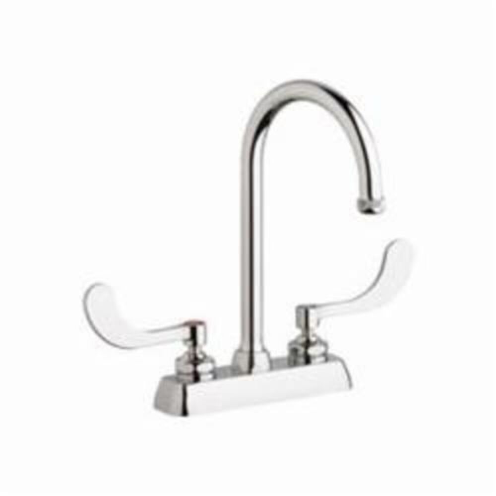 Chicago Faucet® W4D-GN2AE1-317ABCP Hot and Cold Water Workboard Sink Faucet, Polished Chrome, 2 Handle, 4" Center