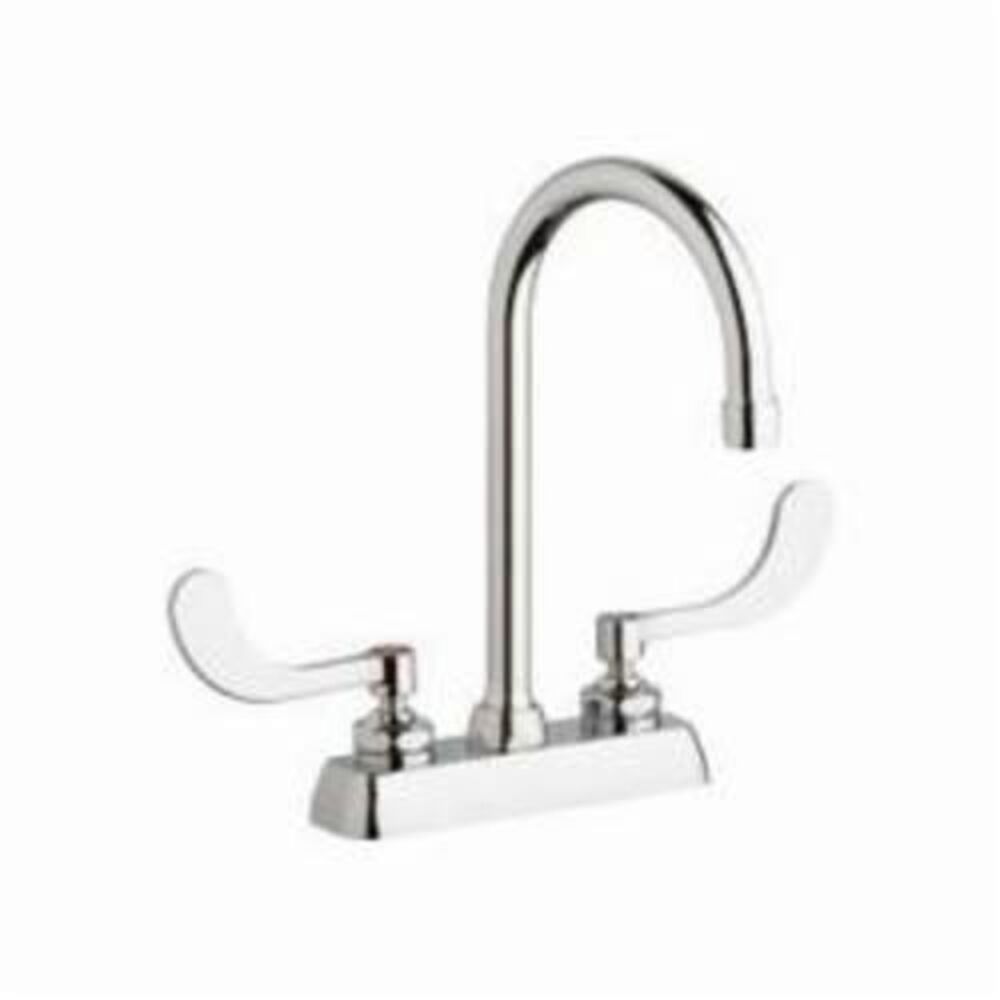 Chicago Faucet® W4D-GN2AE35-317AB Hot and Cold Water Workboard Sink Faucet, Polished Chrome, 2 Handle, 4" Center, 1.5 gpm