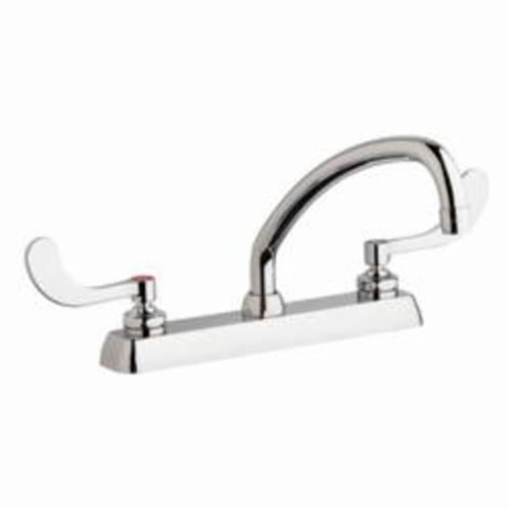 Chicago Faucet® W8D-L9E35-317ABCP Hot and Cold Water Workboard Sink Faucet, Polished Chrome, 2 Handle, 8" Center, 1.5 gpm