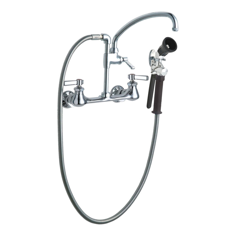 Chicago Faucet® 509-GXKCAB Full Flow Pot Filler Pre-Rinse Fitting, Commercial, 1 gpm, 8" Center, Polished Chrome