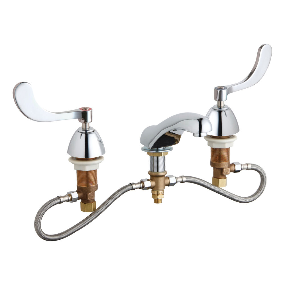 Chicago Faucet® 404-HZ317ABCP Concealed Lavatory Sink Faucet, Commercial, 2.2 gpm, 1-3/4" H Spout, 6 to 26" Center, Polished Chrome, 2 Handles