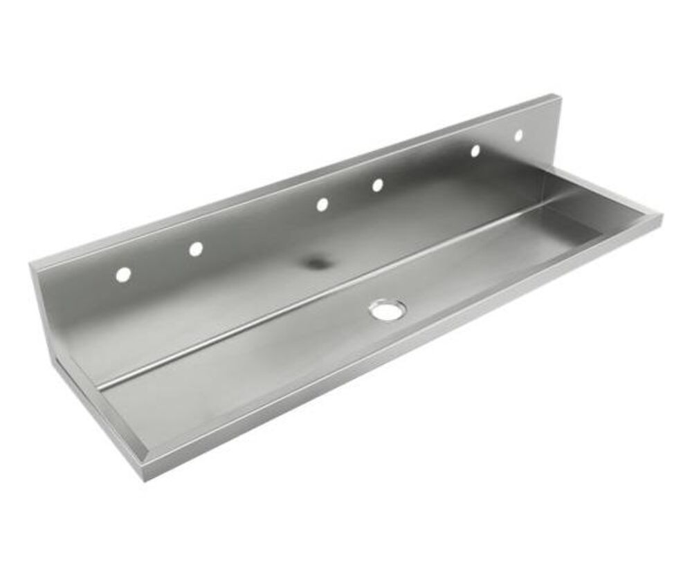 JADA7220S-J Just 70"x 15-1/2"x 20" Rectangular Wall Mount Multi Station ADA Surgeon Scrub Sink Kit, Stainless Steel, Buffed Satin