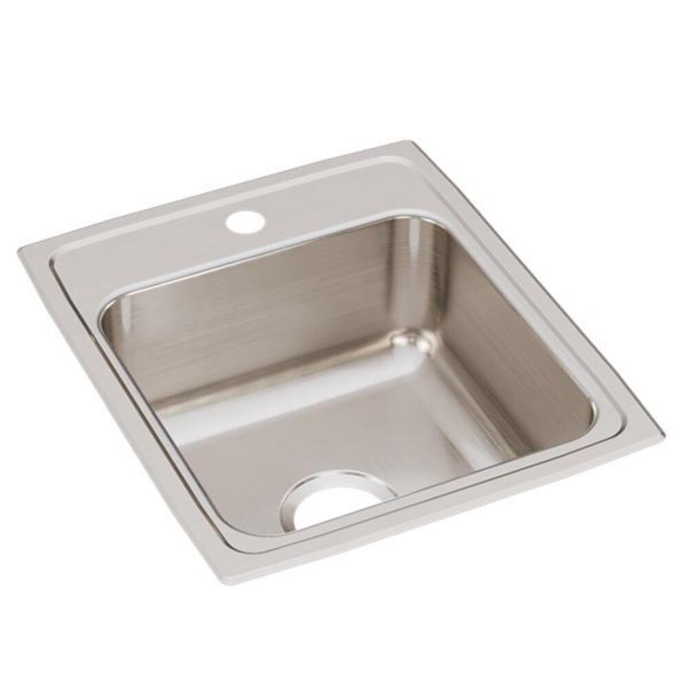 SL2017A1-J Just 17"x 20"x 7-5/8" Rectangular 1-Hole Single Bowl Drop-In Sink, 304 Stainless Steel, Lustrous Satin