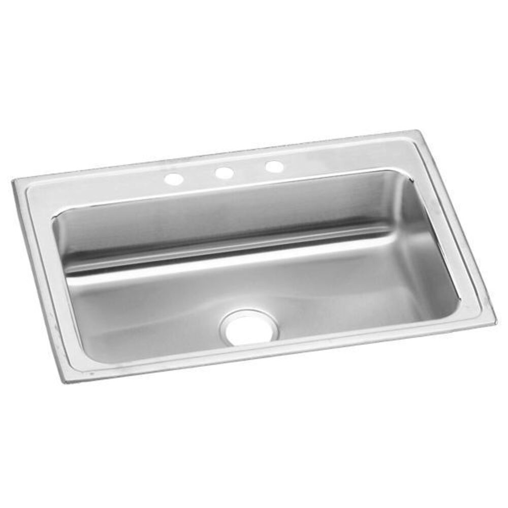 SL2133A3-J Just 33"x 22"x 7-5/8" Rectangular 3-Hole Single Bowl Drop-In Sink, 304 Stainless Steel, Lustrous Satin