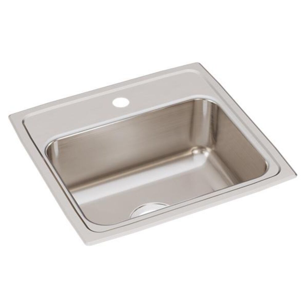 SL17519A1-J Just 19"x 18"x 7-5/8" Rectangular 1 Hole Single Bowl Drop-In Sink, 304 Stainless Steel, Lustrous Satin