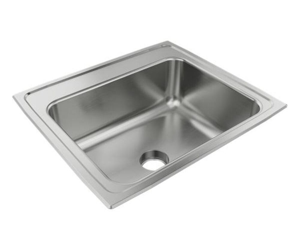 SLN1921A1-J Just 22"x 19-1/2"x 7-5/8" Rectangular 1 Hole Single Bowl Drop-In Sink w/ Integra Drain, 304 Stainless Steel, Lustrous Satin