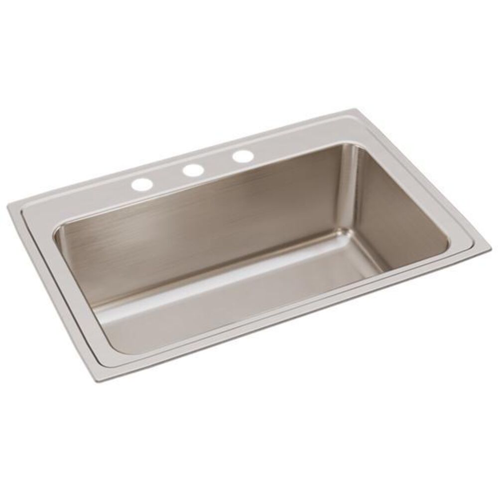 SLXD2233A3-J Just 33"x 22"x 11-5/8" Rectangular 3-Hole Single Bowl Drop-In Sink, 304 Stainless Steel, Lustrous Satin