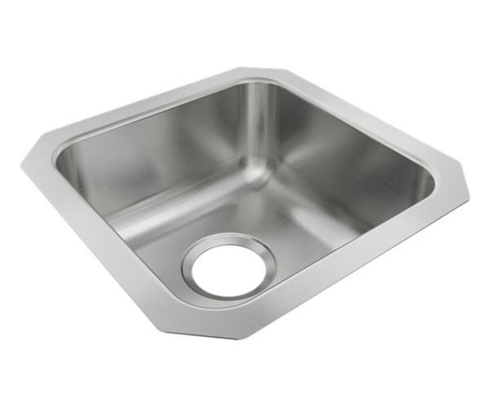 USADA1414A65-J Just 14-1/2"x 6-3/8" Square Single Bowl Undermount ADA Sink, 304 Stainless Steel, Lustrous Satin