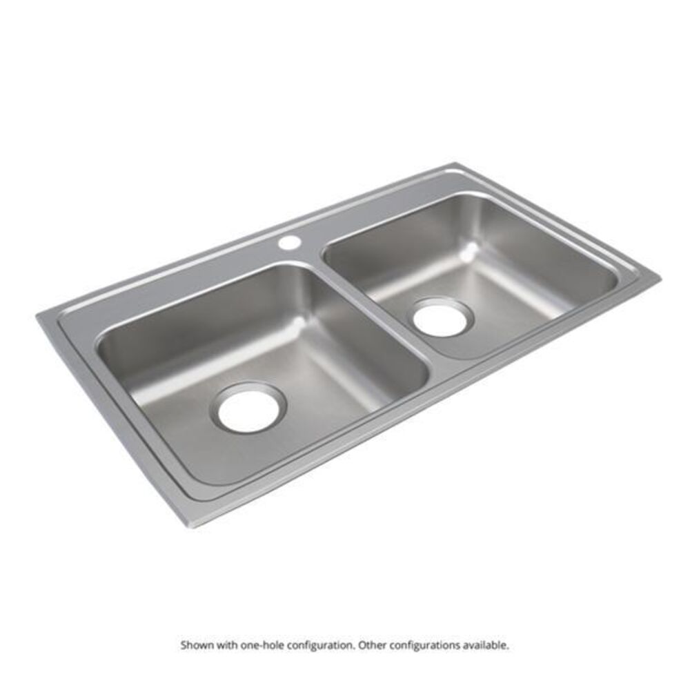 DLADA1933A553-J Just 33"x 19-1/2"x 5-1/2" Rectangular 3-Hole Equal Double Bowl Drop-In ADA Sink, 304 Stainless Steel, Lustrous Satin
