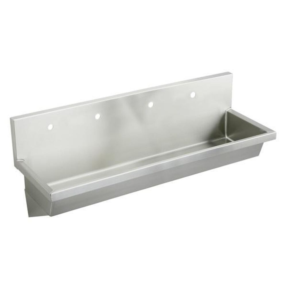 J9620-4S1H-J Just 96"x 20" Wall Mount Multi Station Rectangular Hand Wash Sink, 4 Holes, Stainless Steel, Buffed Satin