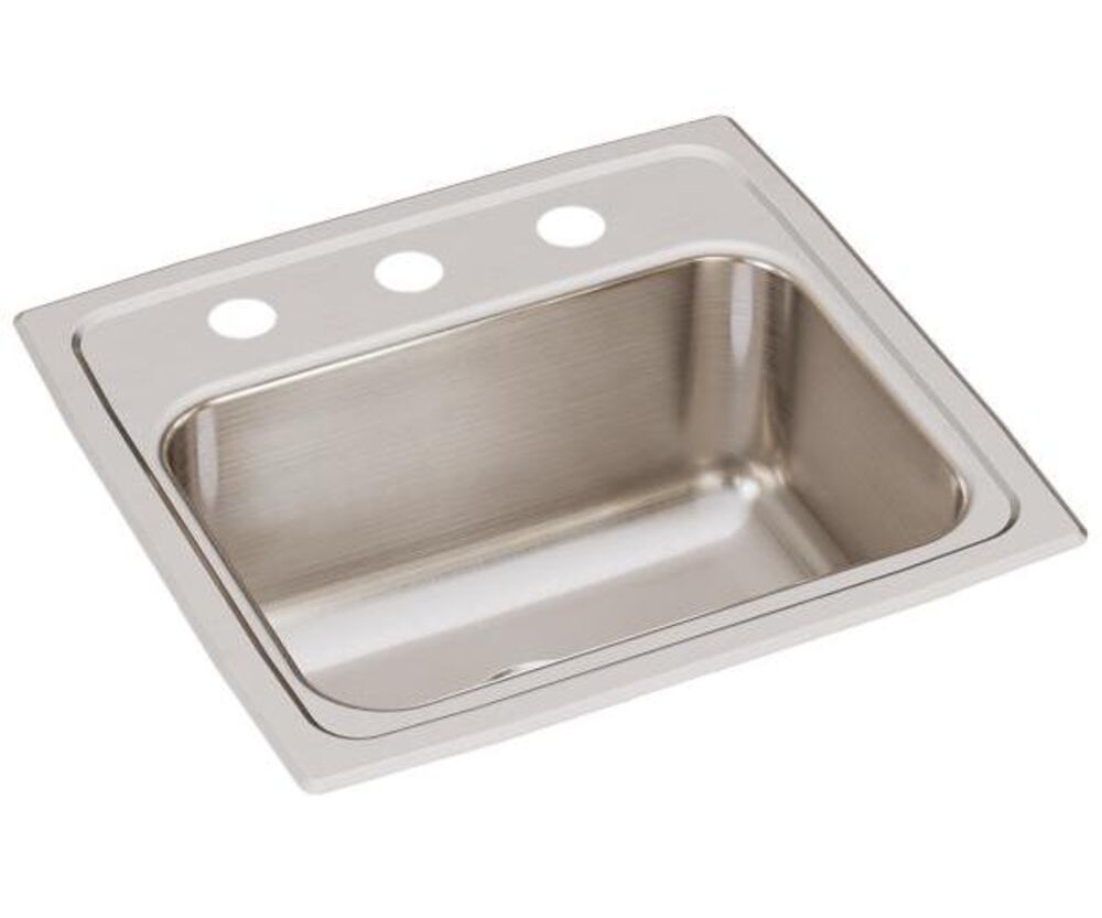 SL1617A3-J Just 17"x 16"x 7-5/8" Rectangular 3-Hole Single Bowl Drop-In Sink, 304 Stainless Steel, Lustrous Satin