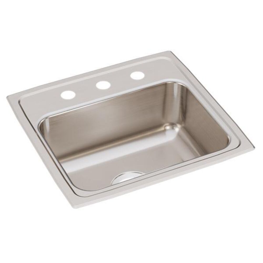 SL17519A3-J Just 19"x 18"x 7-5/8" Rectangular 3 Hole Single Bowl Drop-In Sink, 304 Stainless Steel, Lustrous Satin