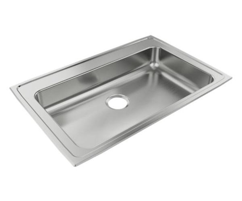 SLADA2133A552-J Just 33"x 21-1/4"x 5-1/2" Rectangular 2 Hole Single Bowl Drop-In ADA Sink, 304 Stainless Steel, Lustrous Satin