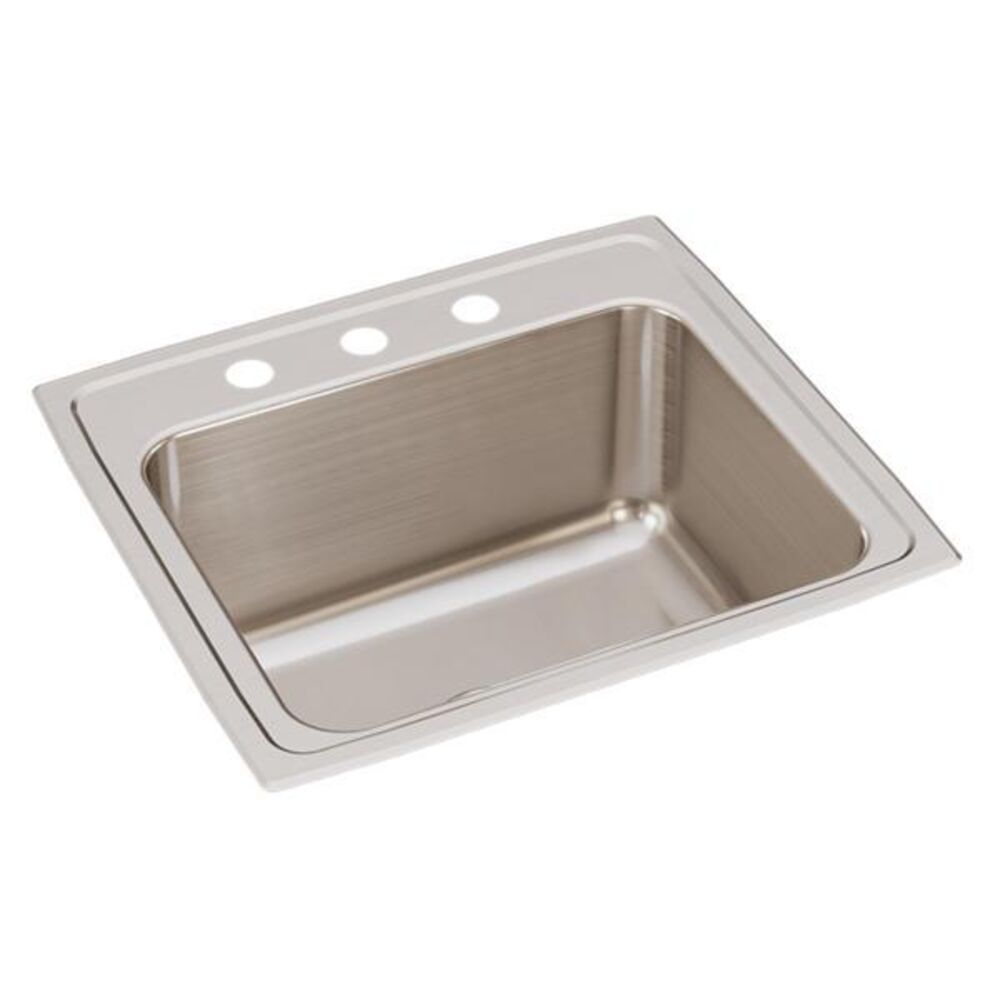 SLX1921A3-J Just 22"x 19-1/2"x 10-1/8" Rectangular 3-Hole Single Bowl Drop-In Sink, 304 Stainless Steel, Lustrous Satin