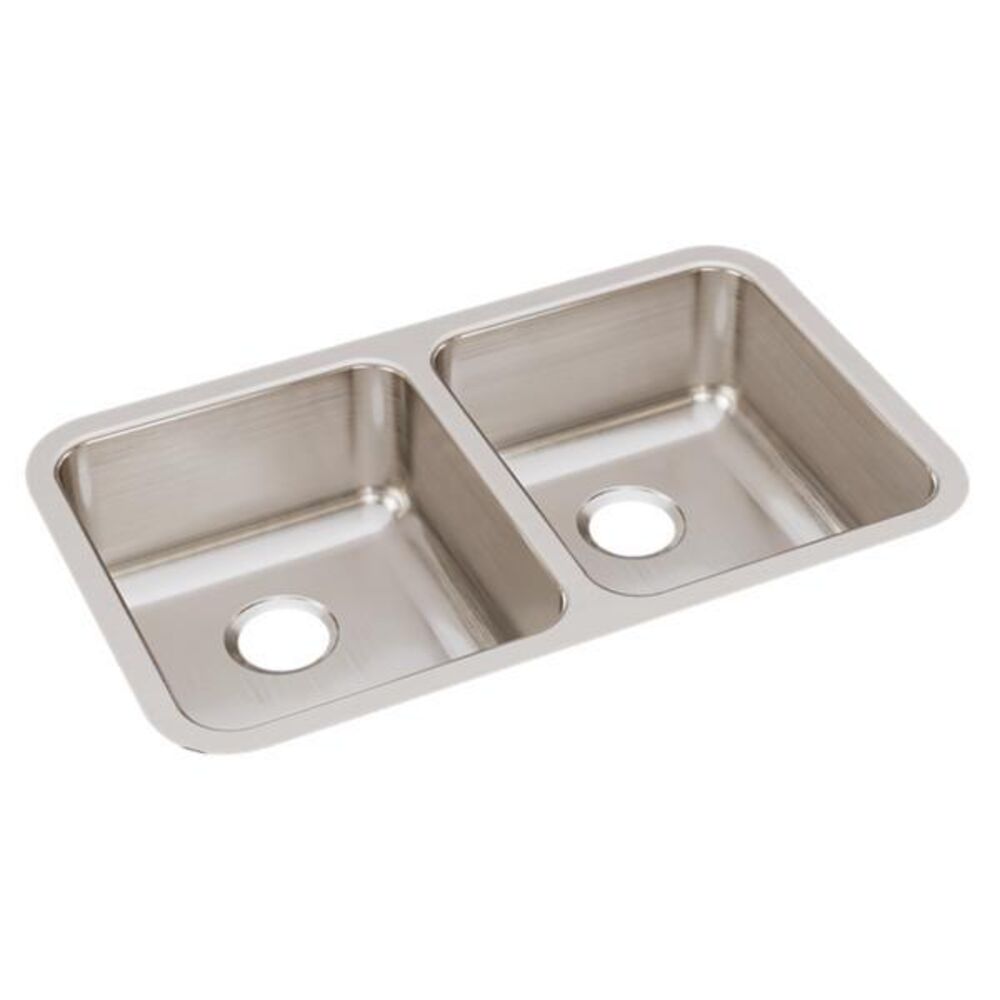 UD1832A-J Just 30-3/4"x 18-1/2"x 7-7/8" Rectangular Equal Double Bowl Undermount Sink, 304 Stainless Steel, Lustrous Satin