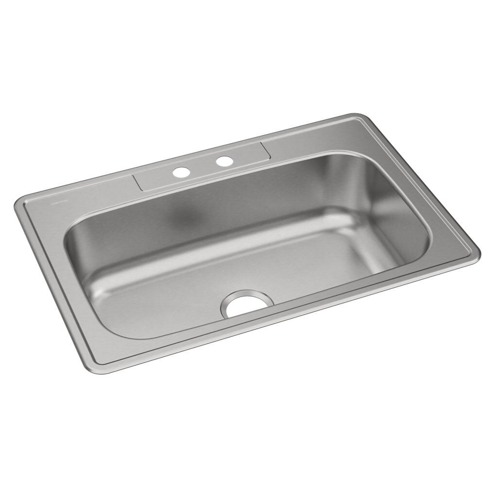 DSE133222 Elkay 33"x 22"x 8-1/16" Dayton® 2 Hole Drop-In Kitchen Sink, 300 Stainless Steel, Elite Satin