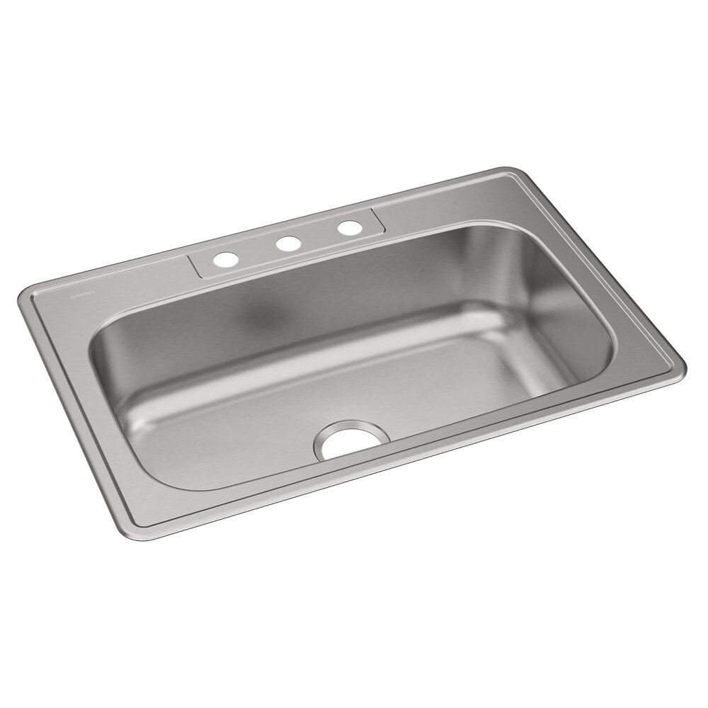 DSE133223 Elkay 33"x 22"x 8-1/16" Dayton® 3 Hole Drop-In Kitchen Sink, 300 Stainless Steel, Elite Satin