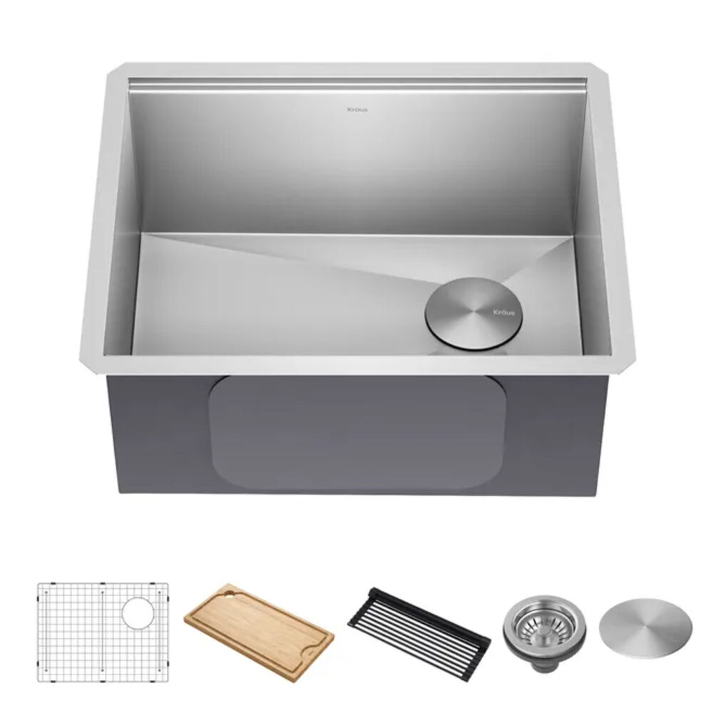 KRAUS® Kore™ 23" Undermount Workstation 16 Gauge Single Bowl Stainless Steel Kitchen Sink /w Accessories