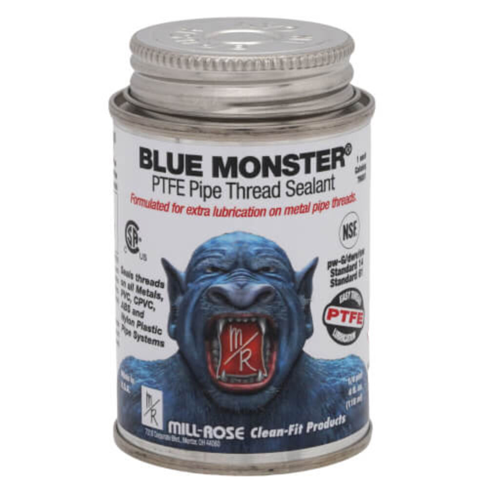 Blue Monster® 76001 Industrial Grade PTFE Pipe Thread Sealant, 1/4 pt Can, 4 fl oz, Paste, White