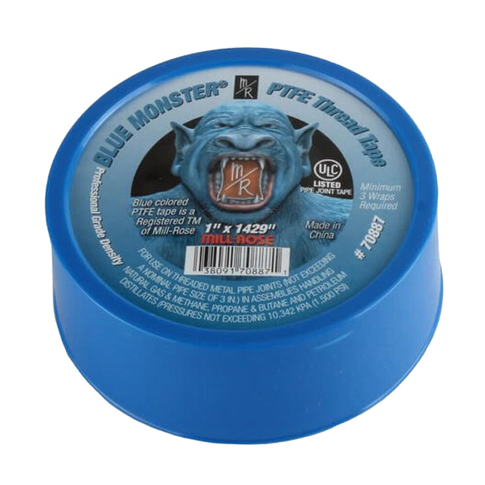 Cleanfit Blue Monster® 70887 Non-Toxic Thread Seal Tape, 1x1429" x 0.0035 in THK, PTFE