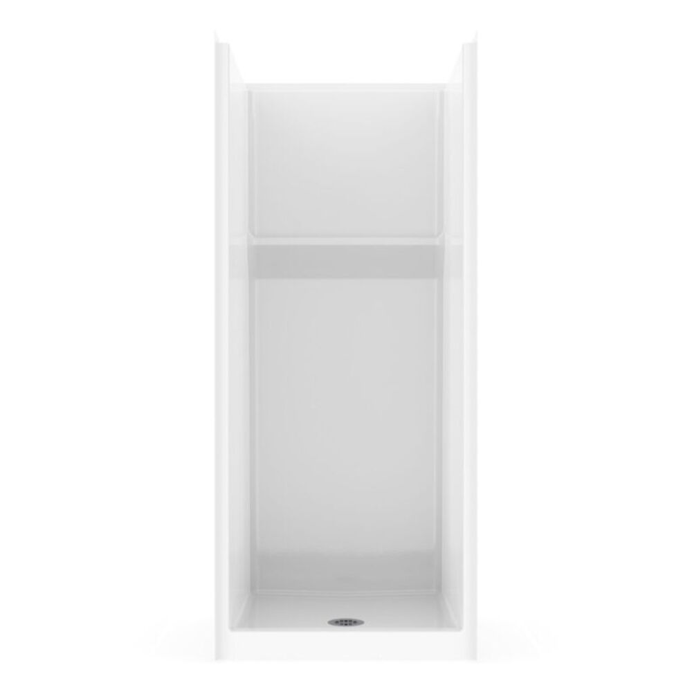 SH3232 ICON 32x32" 1-Piece Shower w/ Center Drain and Built-In Shelf & (2) Footrests, White