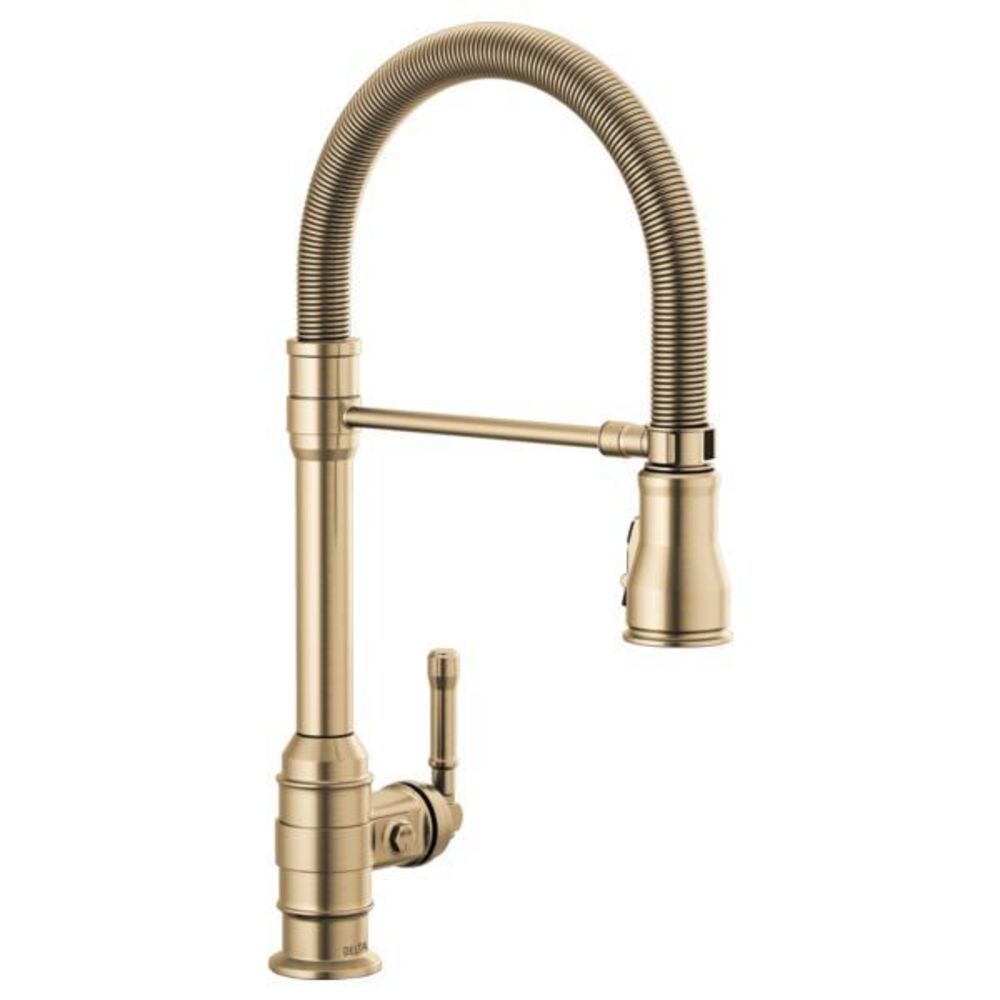 DELTA® 9690-CZ-DST Broderick™ Single Handle Pull Down ADA Kitchen Faucet w/ Spring Spout, 1.8 gpm, Champagne Bronze