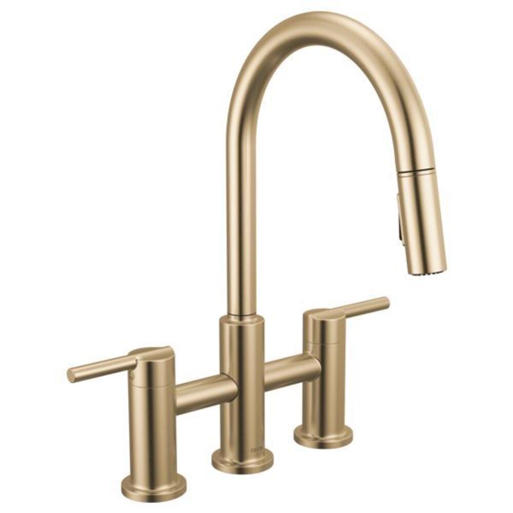 DELTA® 39876LF-CZ Nicoli™ Soft Touch Pull-Down Bridge ADA Kitchen Faucet, 1.8 gpm, Champagne Bronze
