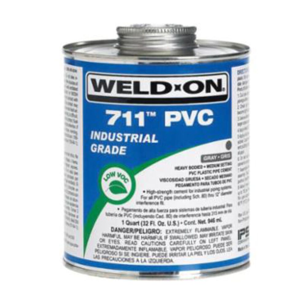 Weld-On® 711™ 10123 Heavy Body Low VOC Medium Setting Solvent Cement w/ Applicator Cap, 0.5 pt Container, Gray