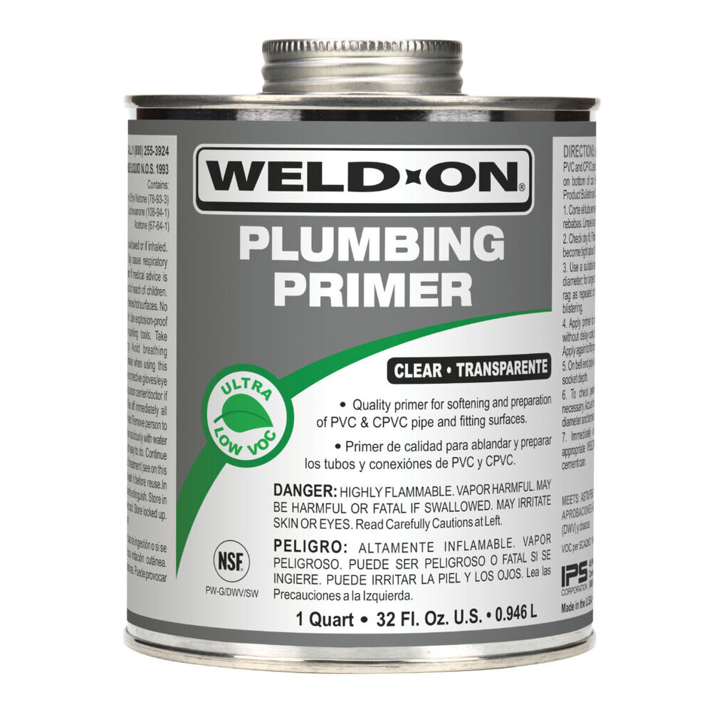 Weld-On® 14030 Low VOC Plumbing Primer w/ Applicator Cap, Clear, 1 qt Container