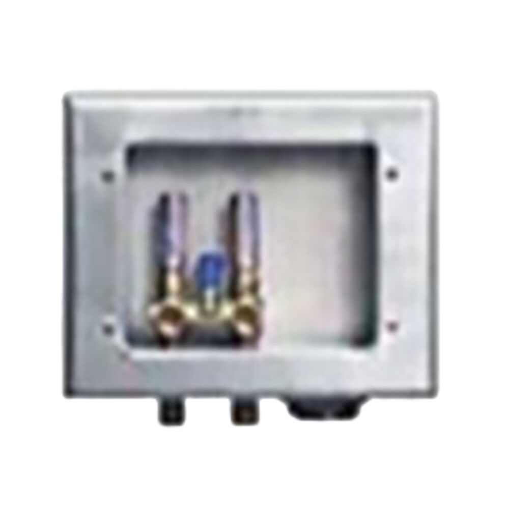 Guy Gray™ 82048 Right Drain Washing Machine Outlet Box w/ Valve and Hammer Arrester, Galvanized Steel