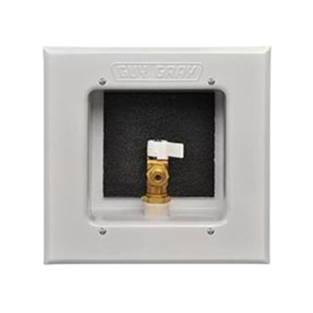 Guy Gray™ 82392 FR-12 Fire Rated Ice Maker Outlet Box w/ Valve and Hammer Arrester, 1/2" Sweat, Steel, White Powder Coated