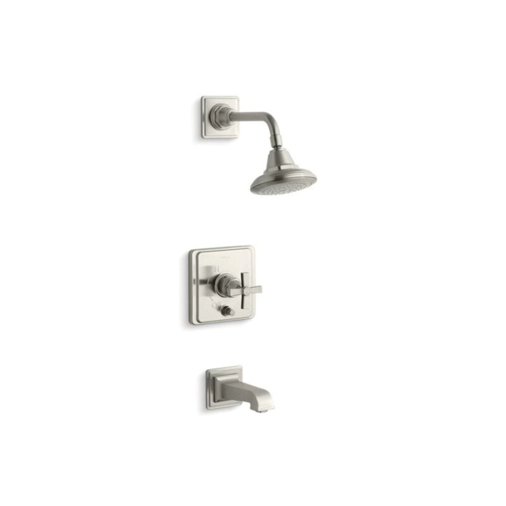 Kohler® T13133-3A-BN Pinstripe® Rite-Temp® Bath and Shower Faucet Trim Set, 2.5 gpm Shower, Vibrant® Brushed Nickel