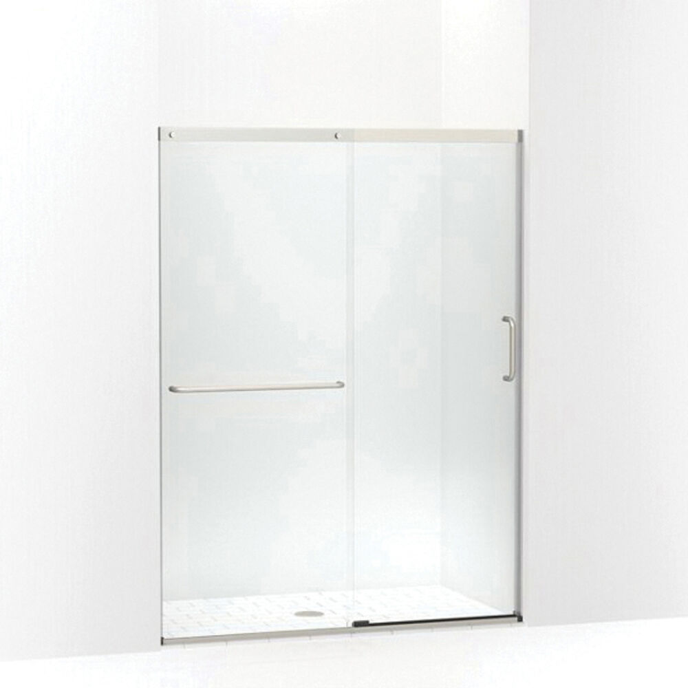 Kohler® 707607-6L-MX K-707607-6L Elate® Sliding Shower Door, Frameless Frame, Clear Tempered Glass, Matte Nickel, 1/4" THK Glass, 67-11/16" H Opening, 50-1/4 to 53-5/8" W Opening