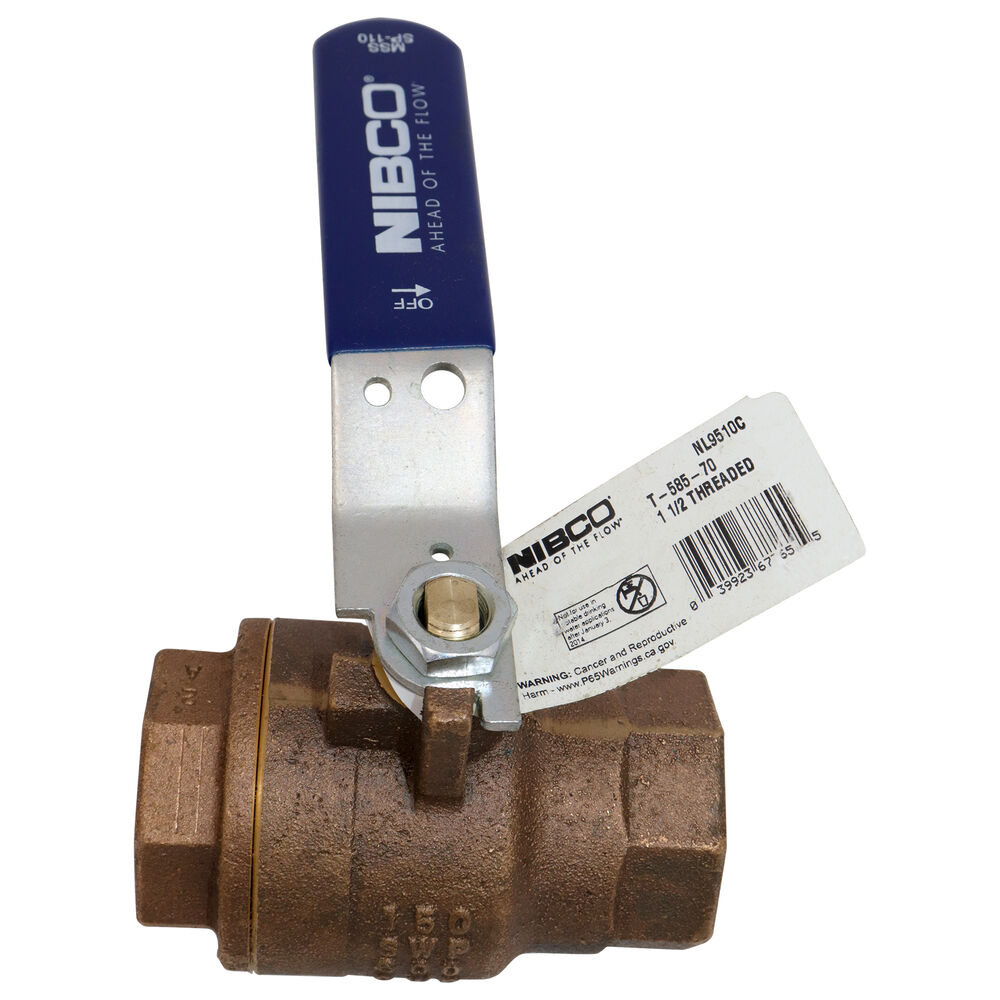 NIBCO® NL9510C T-585-70 2-Piece Ball Valve, 1-1/2", NPT, Cast Red Bronze Body, Full Port, PTFE Softgoods, Domestic