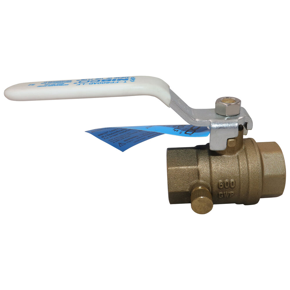 NL999X8 T-FP-600-AD-LF 2-Piece Ball Valve With Drain Port and Cap, Copper Alloy Body