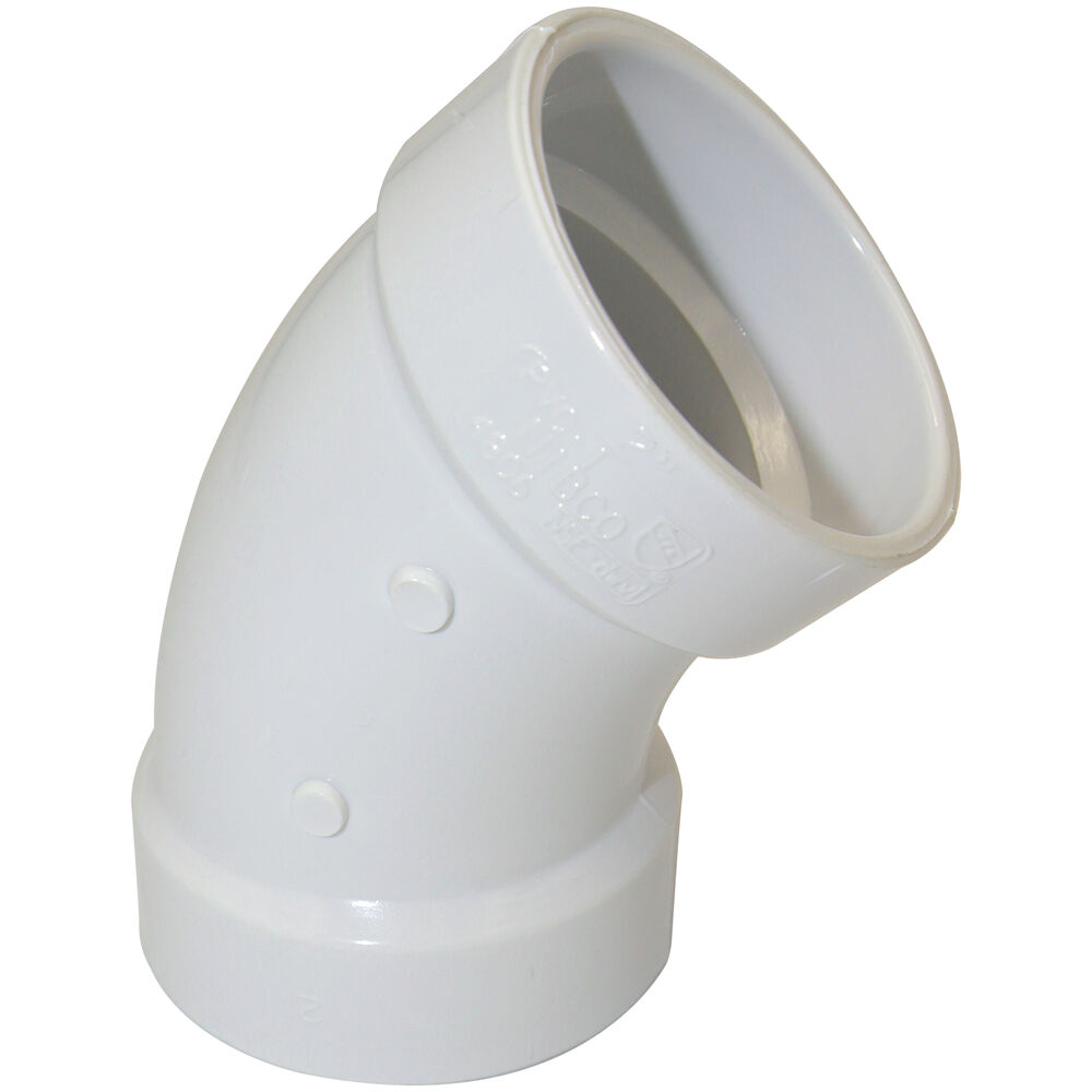 K042600 4806 DWV 45 deg Elbow, 2", Hub, PVC