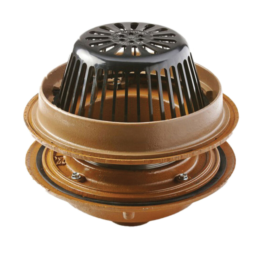Smith® 1045Y06 (-CID-RDP) 1045-RDP Overflow Special Purpose Roof Drain, 6" Outlet, No-Hub Connection, 5-1/4" Cast Iron Grid, Cast Iron Drain