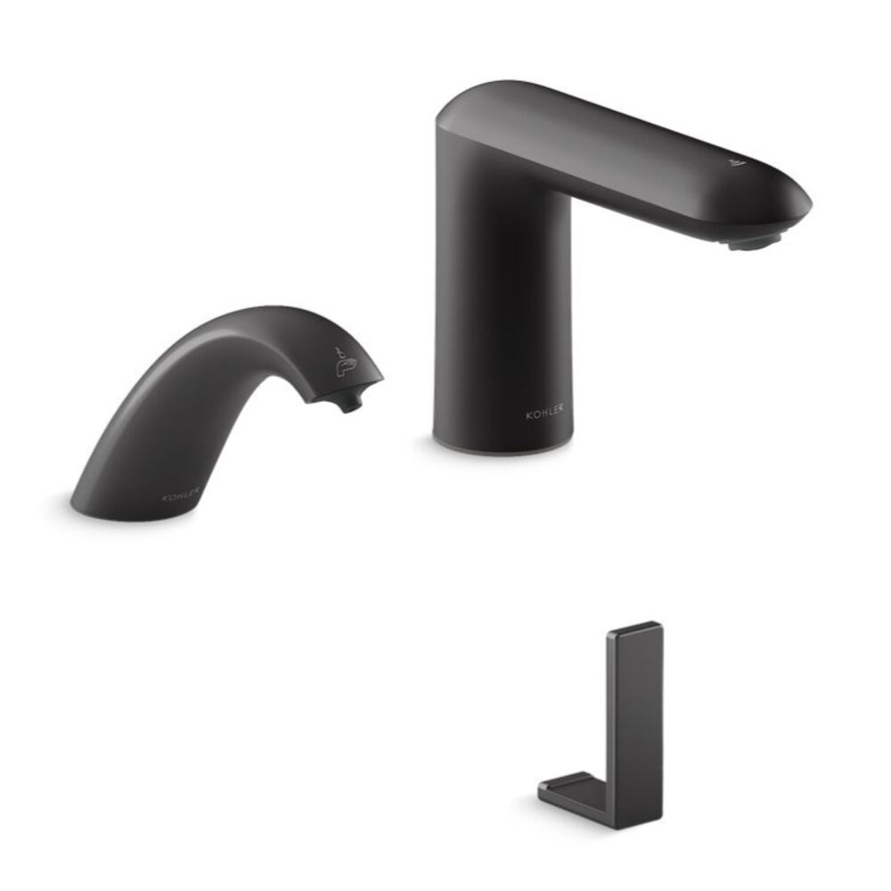 Kohler® K181029-BK1-BL Kumin® Curve Touchless Lavatory Faucet,Soap Dispenser & Bag Hook, 0.5 gpm, Matte Black