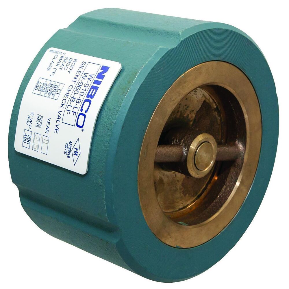 NIBCO® NLN10XL W-910B-LF Wafer Style Check Valve, 8", 125 lb, Cast Iron Body, Buna-N Softgoods, Domestic