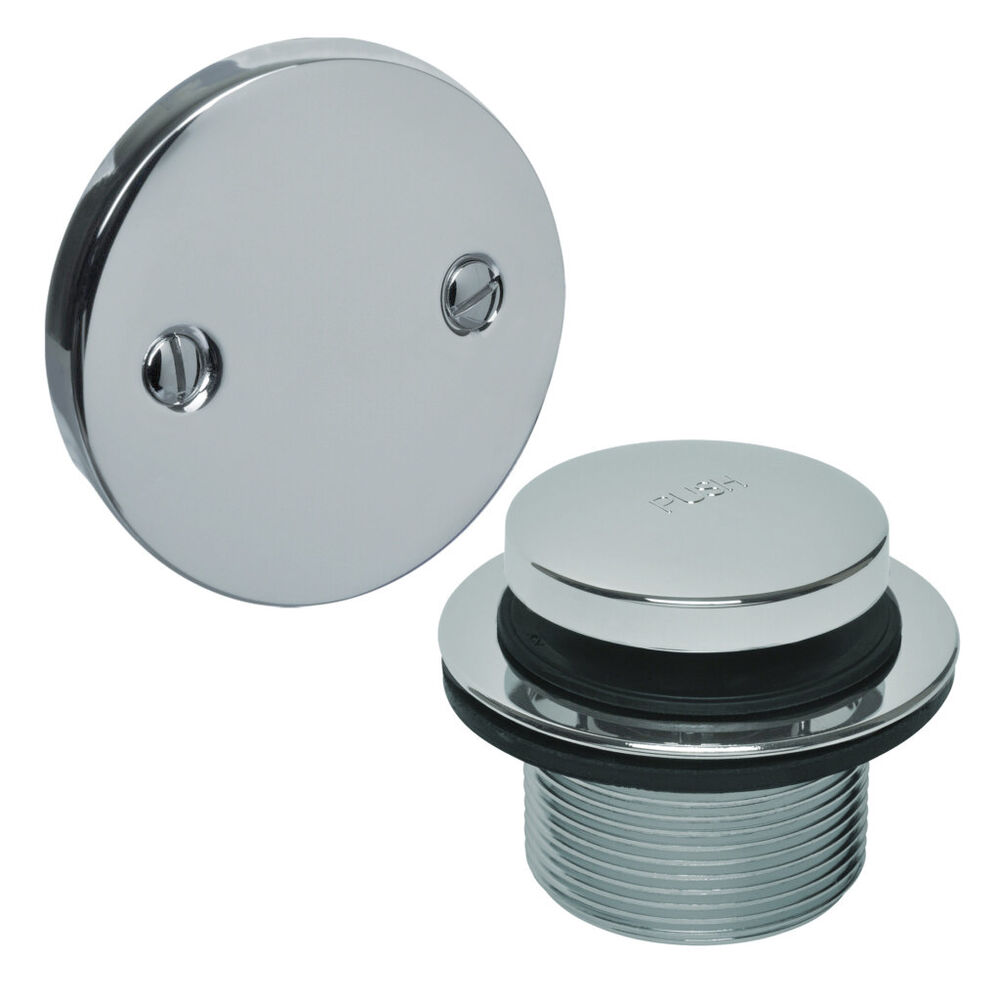 AB&A™ 63019 ABA1529SNS 1-1/2" Two-Hole Waste & Overflow Finish Kit w/ Touch Toe Stopper, Satin Nickel